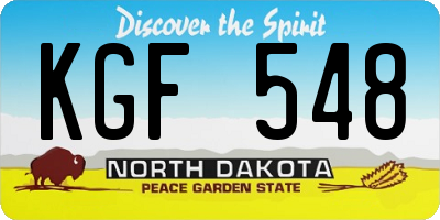ND license plate KGF548