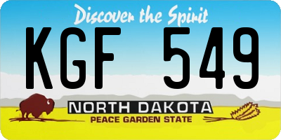 ND license plate KGF549