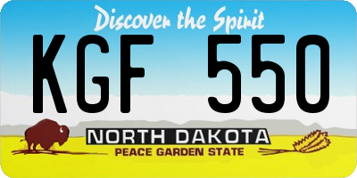 ND license plate KGF550