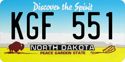ND license plate KGF551