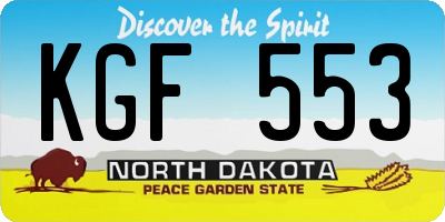 ND license plate KGF553