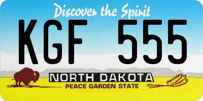 ND license plate KGF555