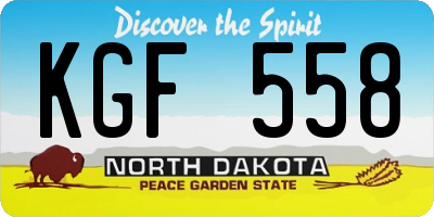 ND license plate KGF558
