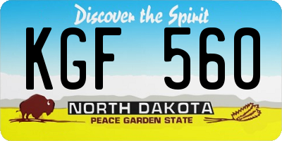 ND license plate KGF560