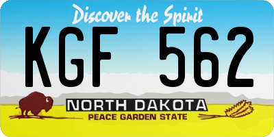 ND license plate KGF562