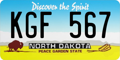 ND license plate KGF567