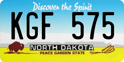 ND license plate KGF575