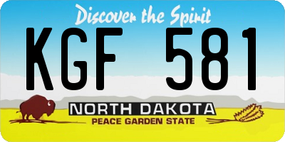 ND license plate KGF581