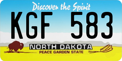 ND license plate KGF583