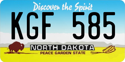 ND license plate KGF585