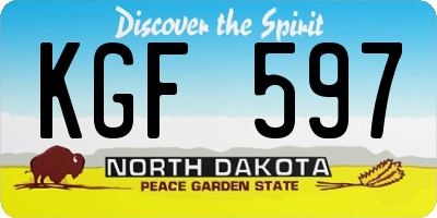 ND license plate KGF597