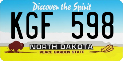 ND license plate KGF598