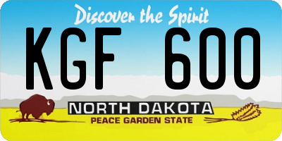 ND license plate KGF600