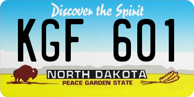 ND license plate KGF601