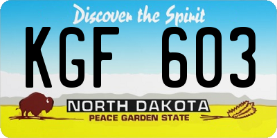 ND license plate KGF603