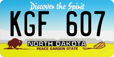 ND license plate KGF607