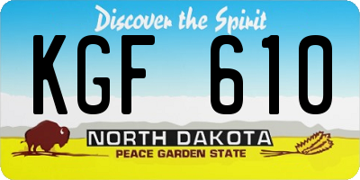ND license plate KGF610