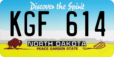 ND license plate KGF614