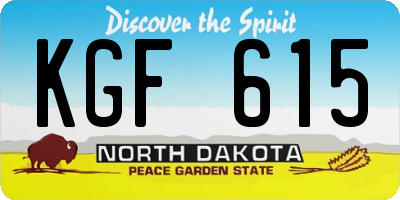 ND license plate KGF615