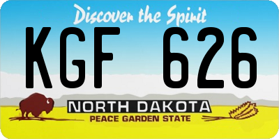 ND license plate KGF626