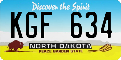 ND license plate KGF634