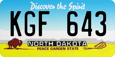 ND license plate KGF643