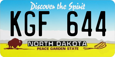 ND license plate KGF644