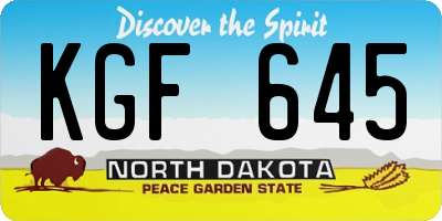 ND license plate KGF645