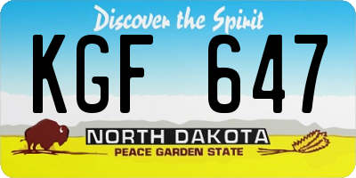 ND license plate KGF647