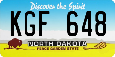 ND license plate KGF648