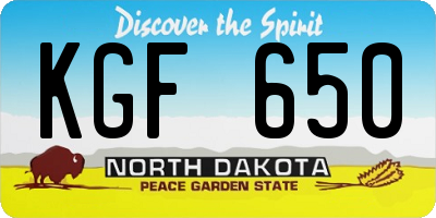 ND license plate KGF650