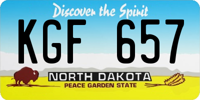 ND license plate KGF657