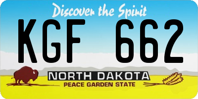 ND license plate KGF662