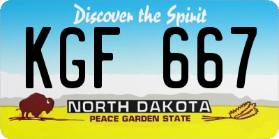 ND license plate KGF667