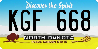 ND license plate KGF668