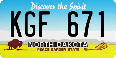 ND license plate KGF671