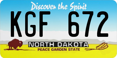 ND license plate KGF672
