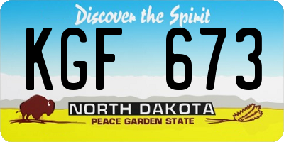 ND license plate KGF673
