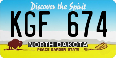 ND license plate KGF674