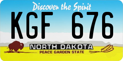 ND license plate KGF676