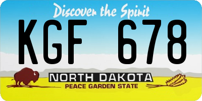 ND license plate KGF678