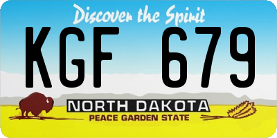 ND license plate KGF679