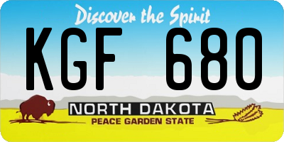 ND license plate KGF680