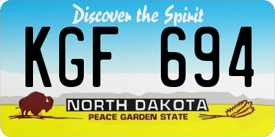 ND license plate KGF694