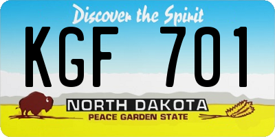 ND license plate KGF701