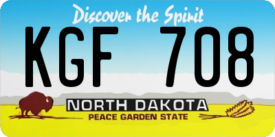 ND license plate KGF708