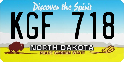 ND license plate KGF718