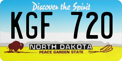 ND license plate KGF720
