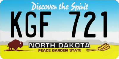 ND license plate KGF721