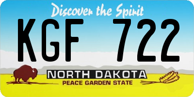 ND license plate KGF722